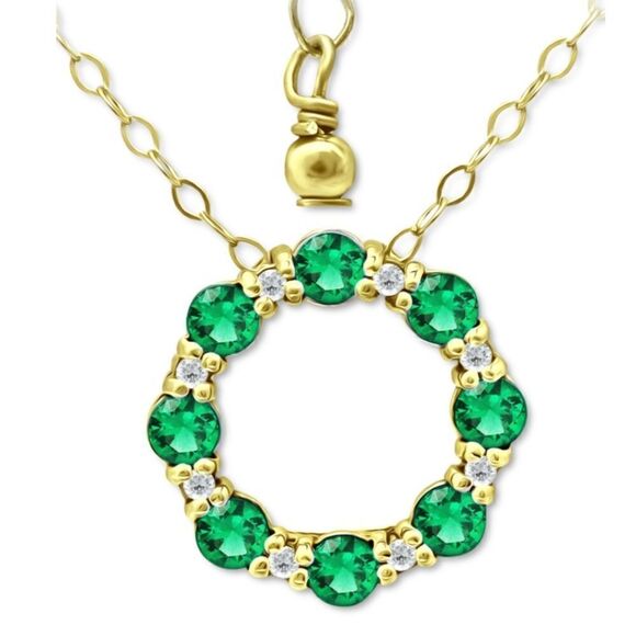 NWT Giani Bernini Lab-Created Green Quartz & CZ 18k Gold-Plated Sterling Silver - Picture 1 of 3